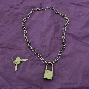 Handmade 5.3 MM stainless steel Chain Necklace with zinc alloy Padlock and Keys.